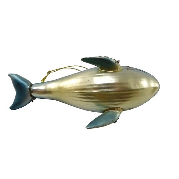 Beaded Blue Whale Christmas Ornament Brighten the Season Blown Glass 6" - Picture 8 of 8